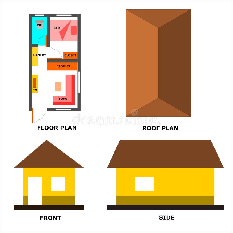 La mini casa fijó 1 ejemplo stock de ilustración