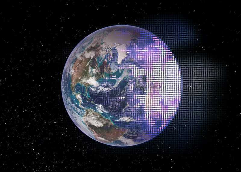La moitié de la terre de planète décomposent en tuiles de losange de mosaïque de technologie illustration libre de droits La moitié de la terre de planète décomposent en tuiles de losange de mosaïque de technologie illustration libre de droits