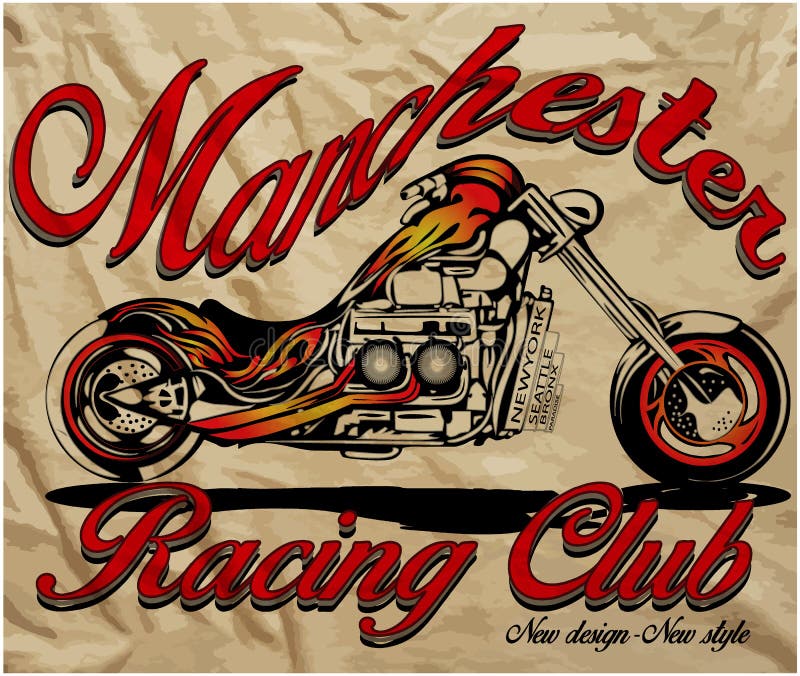 La motocicleta del bosquejo del ejemplo con la camiseta imprime el gráfico de vector ilustración del vector La motocicleta del bosquejo del ejemplo con la camiseta imprime el gráfico de vector ilustración del vector