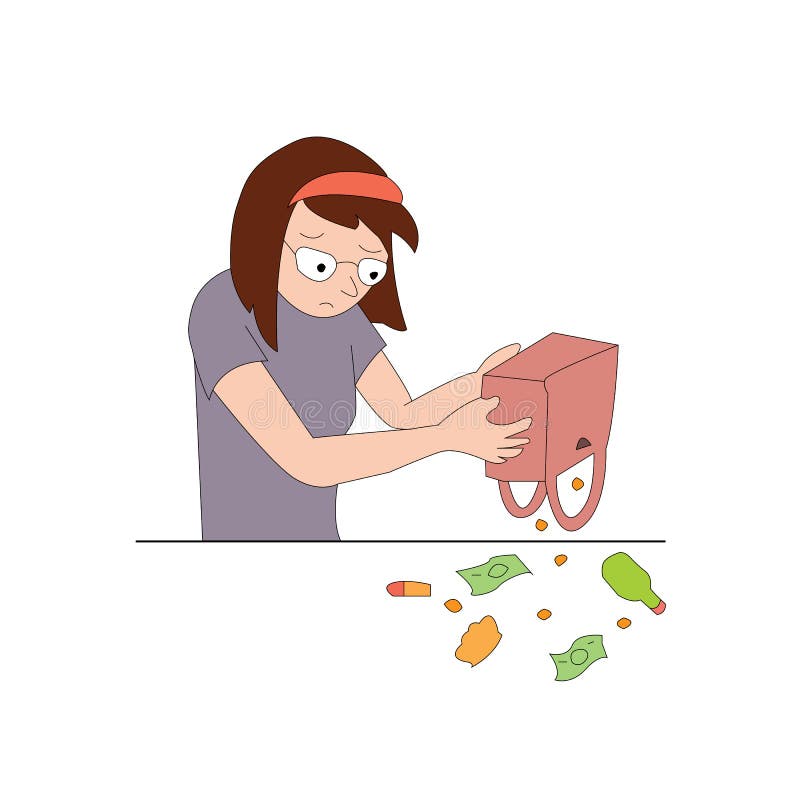 La muchacha morena va con los bolsos en un fondo blanco ilustración del vector La muchacha morena va con los bolsos en un fondo blanco ilustración del vector