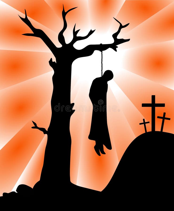 La muerte de la silueta de Judas Iscariote ilustración del vector La muerte de la silueta de Judas Iscariote ilustración del vector