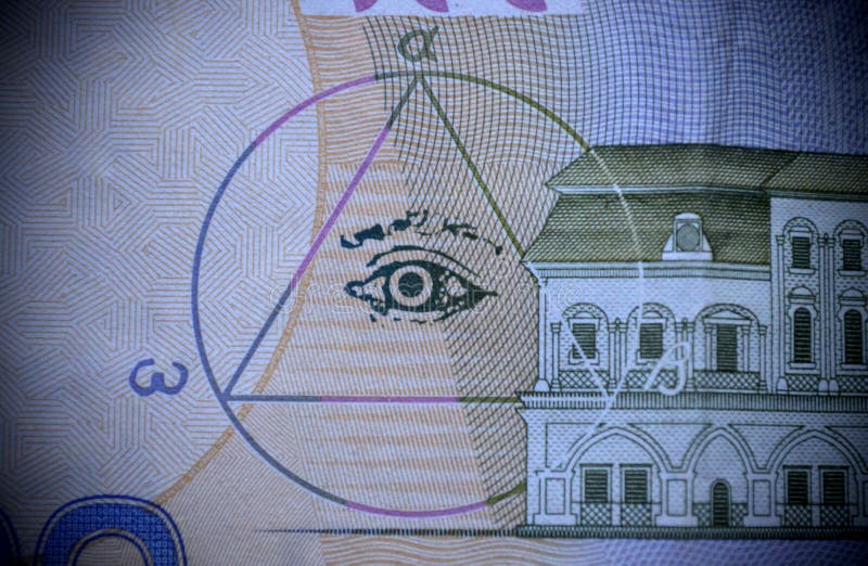 La muestra de los albañiles todo-que ven el ojo en el dinero fotos de archivo libres de regalías La muestra de los albañiles todo-que ven el ojo en el dinero fotos de archivo libres de regalías