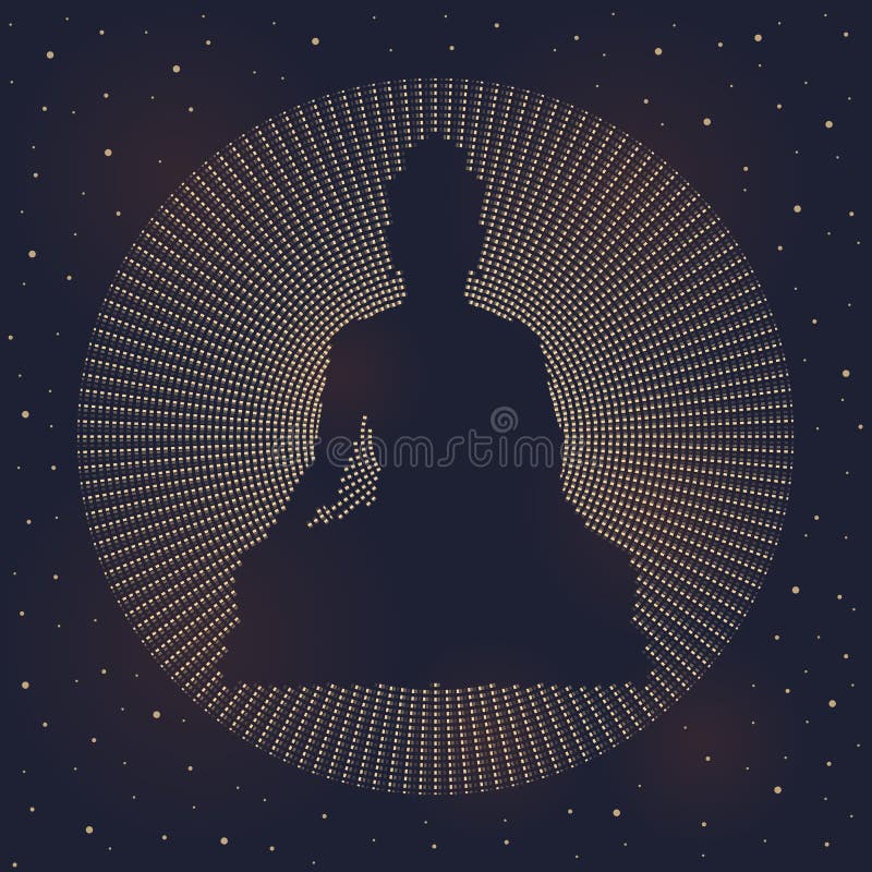 La muestra hecha de línea discontinua de Buda del círculo abstracto en vector oscuro del cielo nocturno y de la estrella diseña libre illustration La muestra hecha de línea discontinua de Buda del círculo abstracto en vector oscuro del cielo nocturno y de la estrella diseña libre illustration