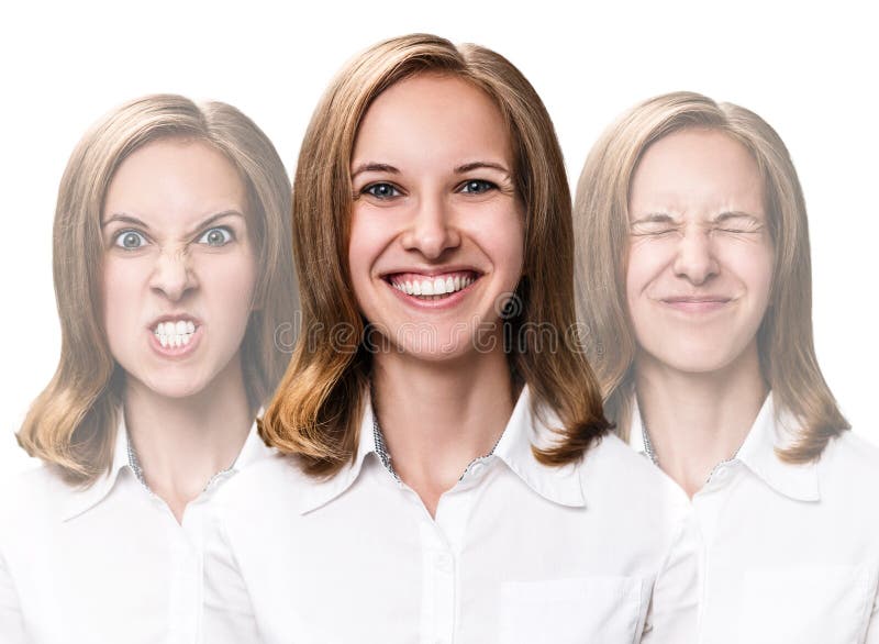 La mujer joven hace caras de la diversión imagen de archivo La mujer joven hace caras de la diversión imagen de archivo