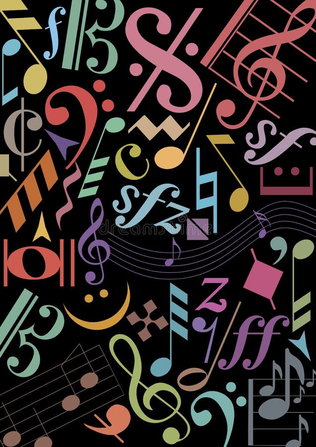 La musique colorée se connecte le noir illustration libre de droits La musique colorée se connecte le noir illustration libre de droits
