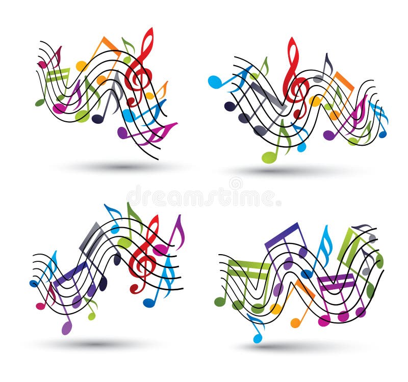 Compositions abstraites de portées musicales illustration stock