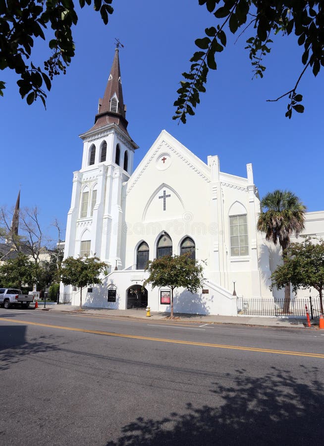 Charleston, South Carolina, USA - October 3, 2019: The Emanuel African Methodist Episcopal Church in Charleston, South Carolina. Mother Emanuel AME Church was the site of a racially-motivated mass shooting in June of 2015. Charleston, South Carolina, USA - October 3, 2019: The Emanuel African Methodist Episcopal Church in Charleston, South Carolina. Mother Emanuel AME Church was the site of a racially-motivated mass shooting in June of 2015.