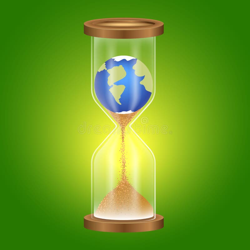 La métaphore, période de la terre expire, attitude du consommateur à la nature sablier illustration de vecteur La métaphore, période de la terre expire, attitude du consommateur à la nature sablier illustration de vecteur