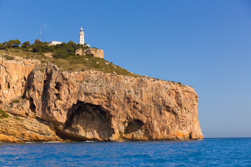La Nao Lighthouse Mediterranean Spain di Javea Cabo fotografia stock