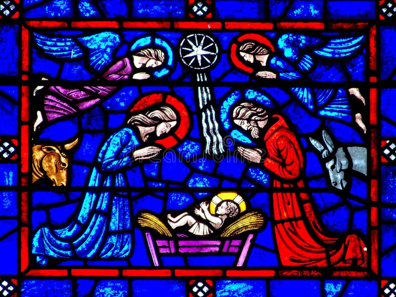 La natividad (nacimiento de Jesús) en vidrio stianed imágenes de archivo libres de regalías La natividad (nacimiento de Jesús) en vidrio stianed imágenes de archivo libres de regalías
