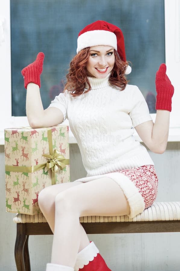 La Navidad, Año Nuevo, conceptos de Navidad y celebraciones Cauc joven fotografía de archivo La Navidad, Año Nuevo, conceptos de Navidad y celebraciones Cauc joven fotografía de archivo