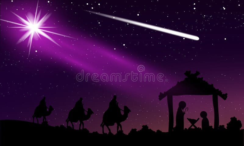 La Navidad de Jesús y del cometa en el cielo estrellado de la noche libre illustration La Navidad de Jesús y del cometa en el cielo estrellado de la noche libre illustration