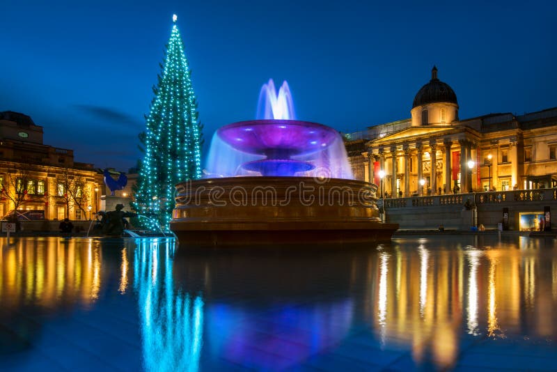 La Navidad de Trafalgar Square en Londres, Inglaterra foto de archivo La Navidad de Trafalgar Square en Londres, Inglaterra foto de archivo