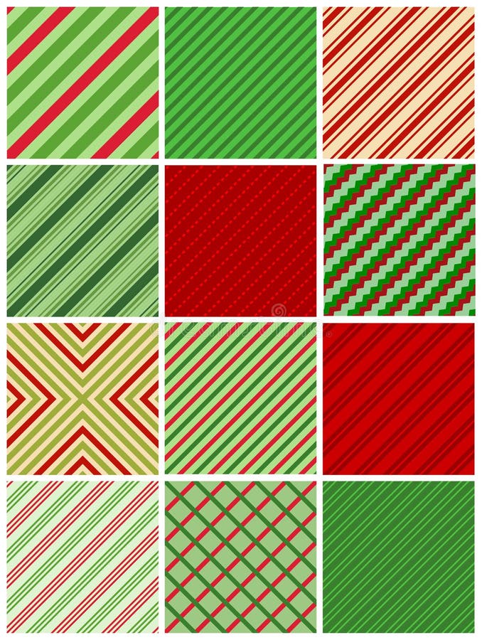 Red and green stripes christmas seamless pattern collection. Red and green stripes christmas seamless pattern collection