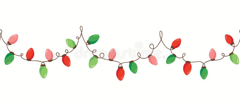 La Navidad verde roja del día de fiesta del vector que el Año Nuevo entrelazó luces de la secuencia aisló el fondo inconsútil hor ilustración del vector