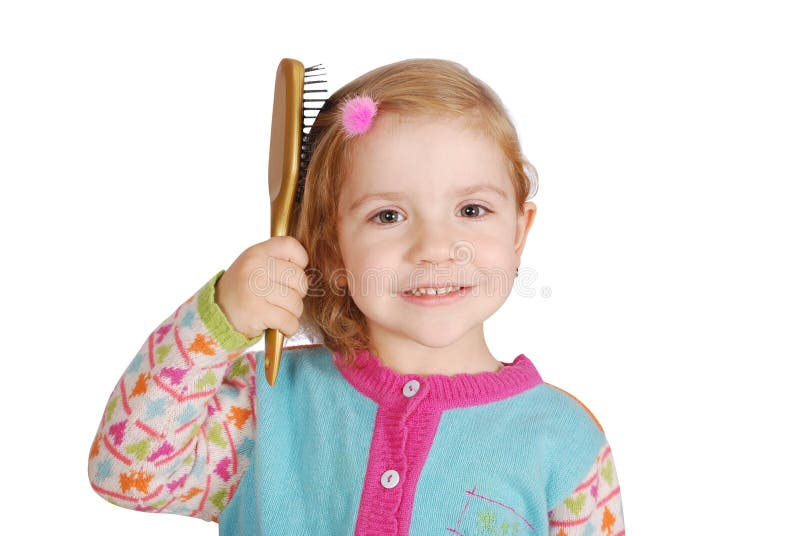 La niña se peina el pelo foto de archivo Imagen de joven  16597738