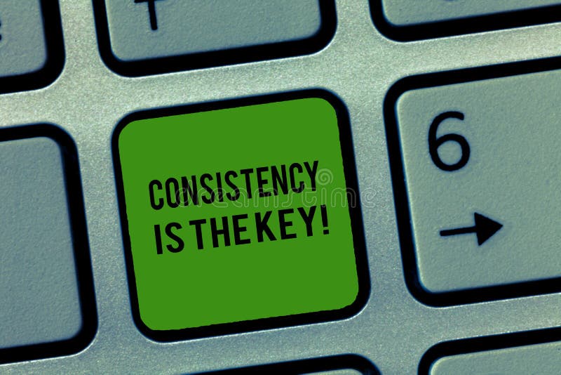 La nota de la escritura que muestra consistencia es la llave Foto del negocio que muestra el esmero completo a una tarea un hábit