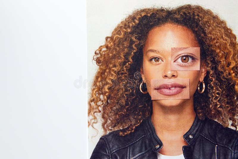 La notion d'identité sexuelle avec l'image composite à base de caractéristiques faciales masculines et féminines image libre de droits