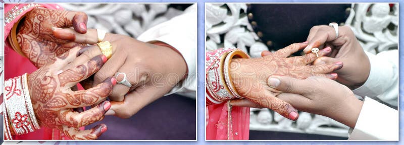 La novia y el novio están intercambiando los anillos de bodas imagen de archivo libre de regalías La novia y el novio están intercambiando los anillos de bodas imagen de archivo libre de regalías