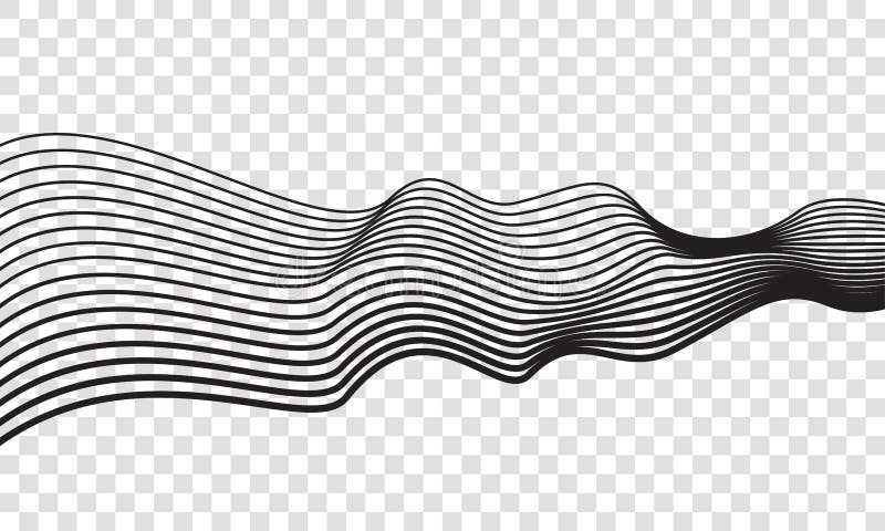 La onda alinea el fondo óptico abstracto óptico del arte El vector aisló el hilo que las líneas onduladas negras indican en fondo