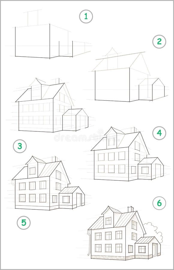 La Página Muestra Cómo Aprender Paso a Paso Crear El Dibujo De Lápiz De La Casa Habilidades De Los Niños Que Se Convierten a Dibu Ilustración del Vector - Ilustración de arte, La Página Muestra Cómo Aprender Paso a Paso Crear El Dibujo De Lápiz De La Casa Habilidades De Los Niños Que Se Convierten a Dibu Ilustración del Vector - Ilustración de arte,