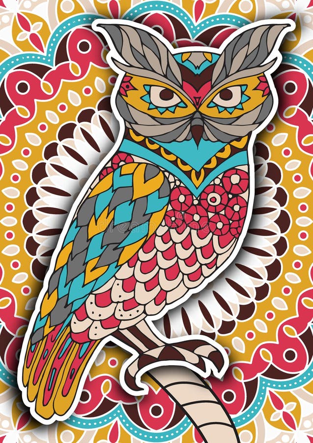 La page imprimable de livre de coloriage pour des adultes - la conception de hibou, activité à des enfants plus âgés et détendent illustration stock La page imprimable de livre de coloriage pour des adultes - la conception de hibou, activité à des enfants plus âgés et détendent illustration stock