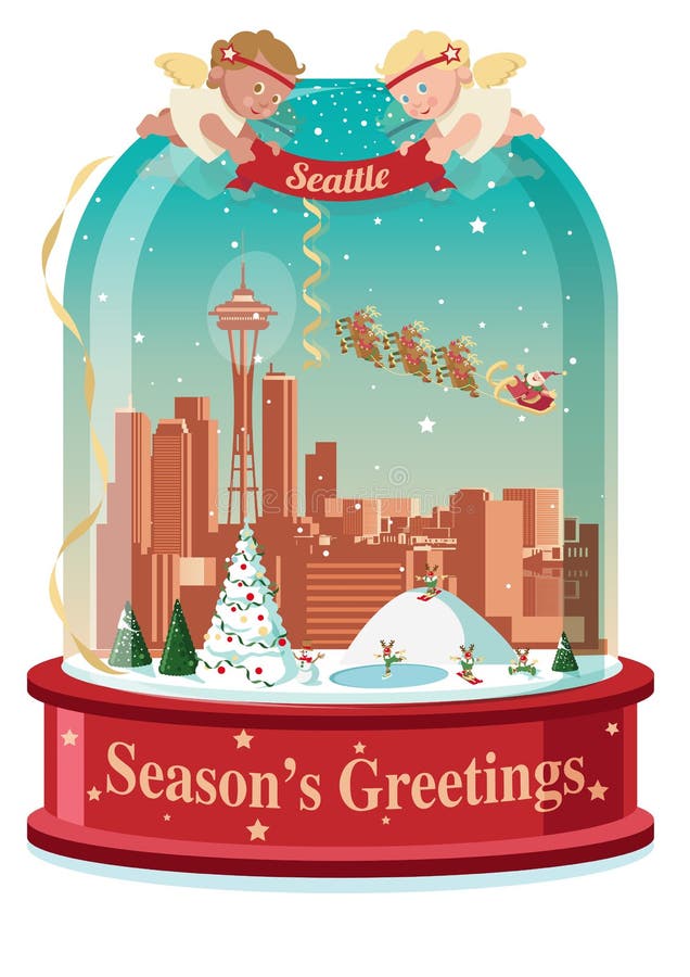 La palla di neve accogliente della stagione di Seattle royalty illustrazione gratis La palla di neve accogliente della stagione di Seattle royalty illustrazione gratis