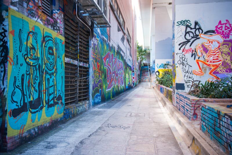 La pared de la pintada de Mongkok de la fama está situada no lejos del str de Argyle fotos de archivo La pared de la pintada de Mongkok de la fama está situada no lejos del str de Argyle fotos de archivo
