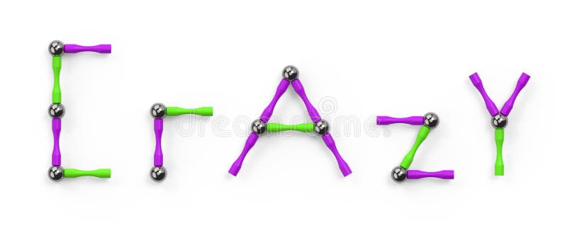 La parola GIOCO dei bastoni e delle palle colorati, elementi multicolori del costruttore magnetico rappresentazione 3d