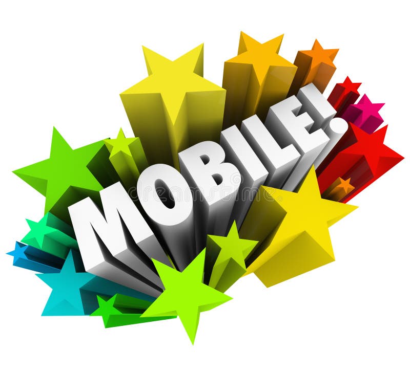 La parola mobile Stars la tecnologia wireless della compressa dello Smart Phone illustrazione di stock La parola mobile Stars la tecnologia wireless della compressa dello Smart Phone illustrazione di stock