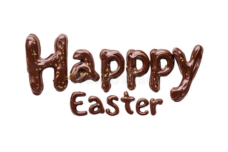 La Pasqua felice scritta con lettere di cioccolato scure isolate durante la festa di Pasqua bianca illustrazione vettoriale