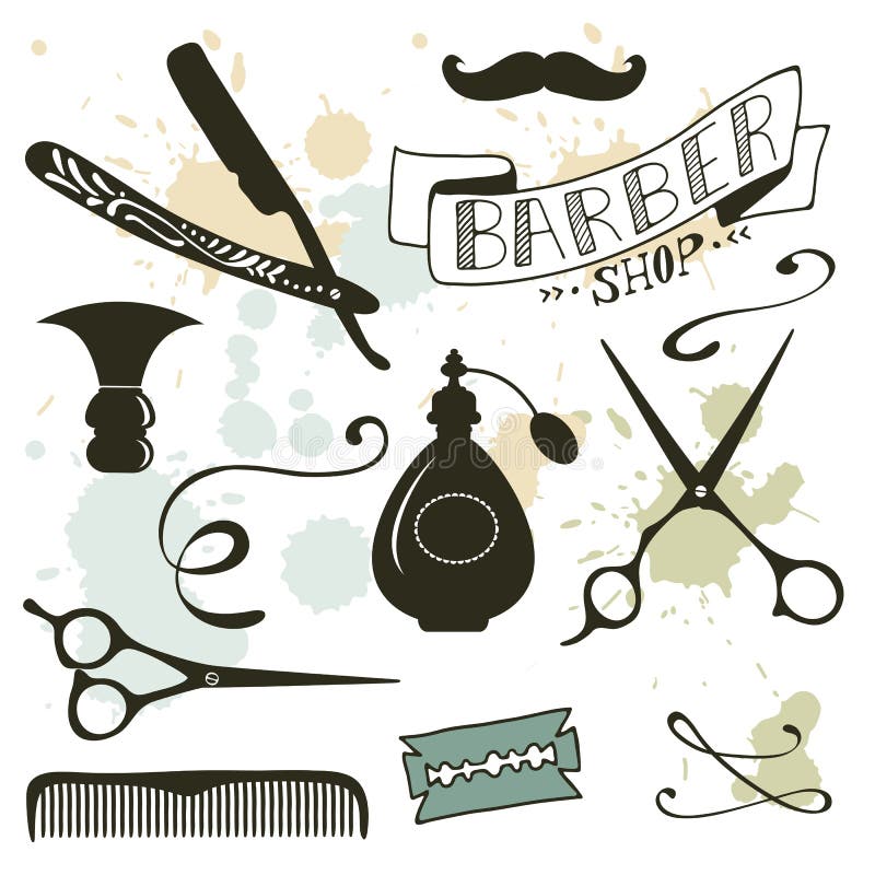 La peluquería de caballeros del vintage se opone la colección libre illustration La peluquería de caballeros del vintage se opone la colección libre illustration