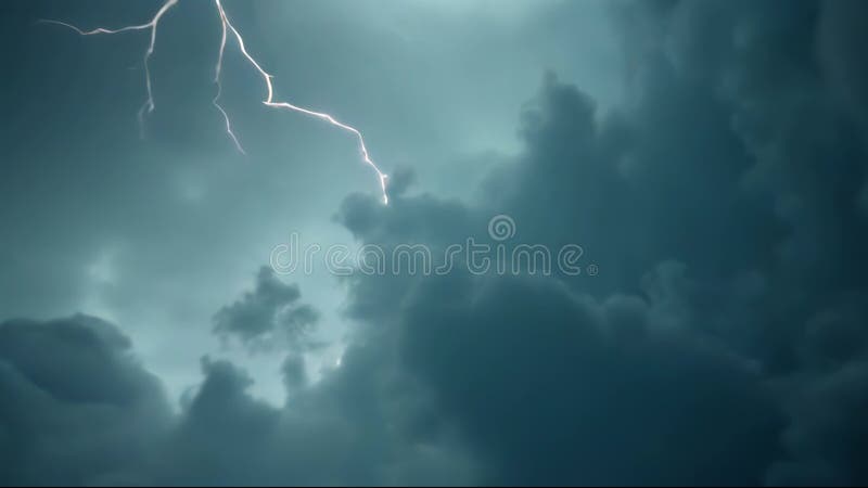 La perspectiva de la primera persona a gran velocidad a través de una violenta tormenta antes de entrar en una puesta de sol dorad libre illustration