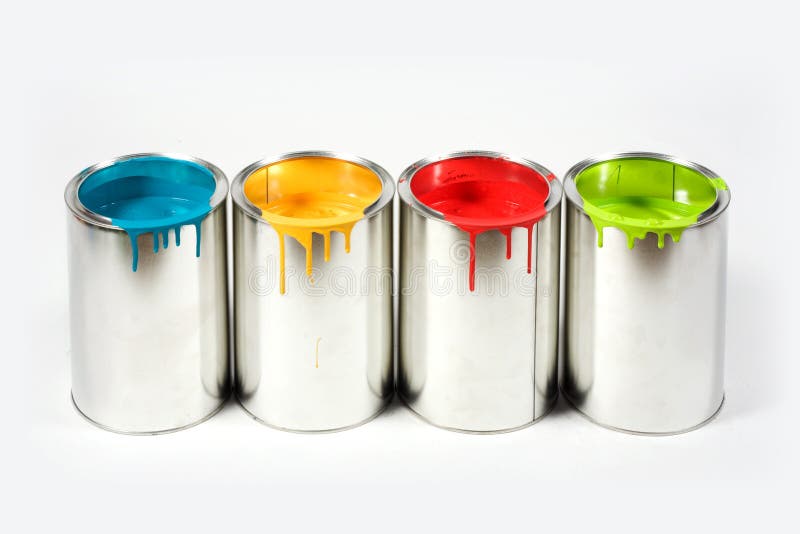 La pintura abierta buckets colores foto de archivo La pintura abierta buckets colores foto de archivo