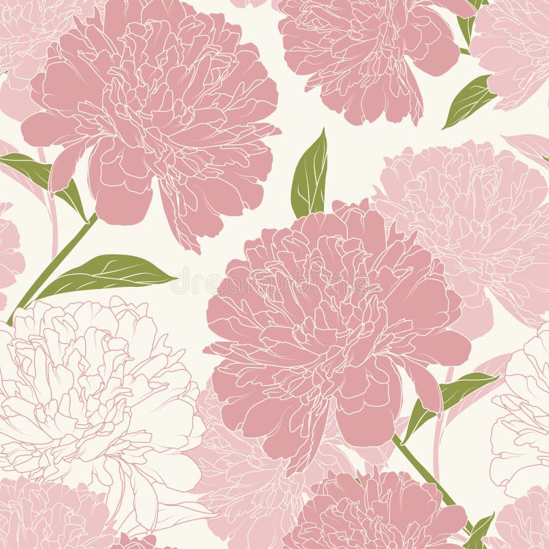 La pivoine rose s'est levée fond sans couture de texture de modèle de bel de vecteur de fleurs été floral élégant de ressort illustration stock