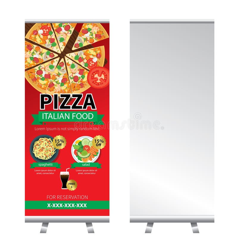 La pizza rueda para arriba diseño del soporte de la bandera libre illustration La pizza rueda para arriba diseño del soporte de la bandera libre illustration