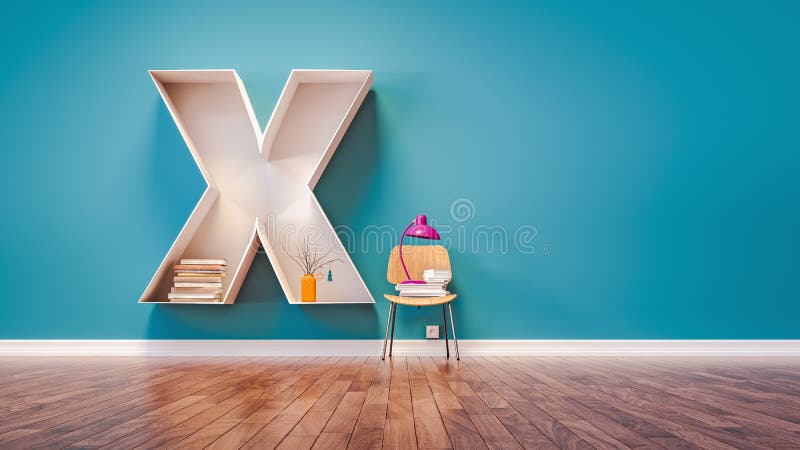 La pièce pour apprendre la lettre X a conçu une étagère illustration libre de droits La pièce pour apprendre la lettre X a conçu une étagère illustration libre de droits