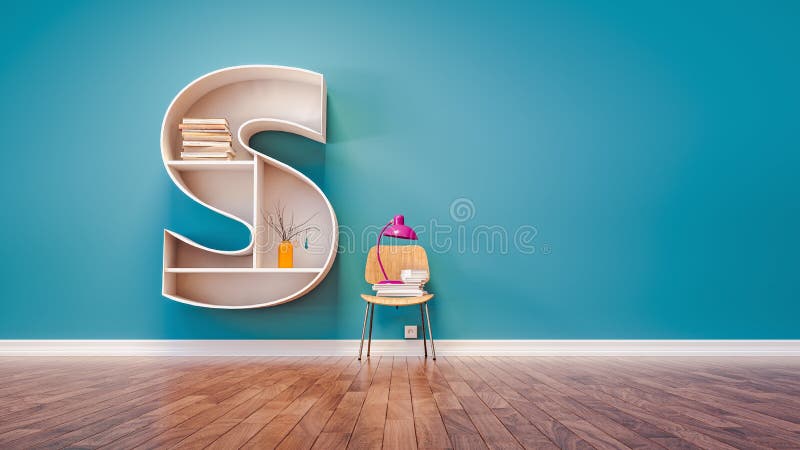 La pièce pour apprendre la lettre S a conçu une étagère illustration libre de droits La pièce pour apprendre la lettre S a conçu une étagère illustration libre de droits