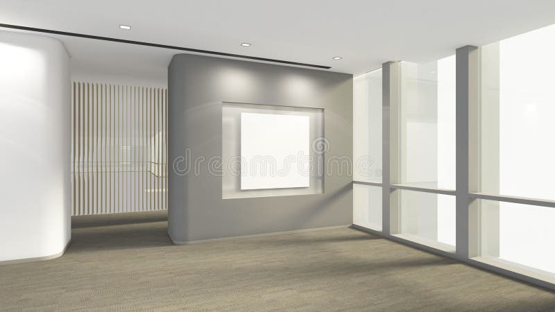 La pièce vide moderne avec le cadre vide pour la photo, 3d rendent l'interi illustration de vecteur La pièce vide moderne avec le cadre vide pour la photo, 3d rendent l'interi illustration de vecteur