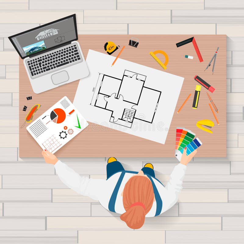 La planification d'ingénierie de construction d'architecte et le procédé de création avec le professionnel usine le lieu de trava illustration de vecteur La planification d'ingénierie de construction d'architecte et le procédé de création avec le professionnel usine le lieu de trava illustration de vecteur
