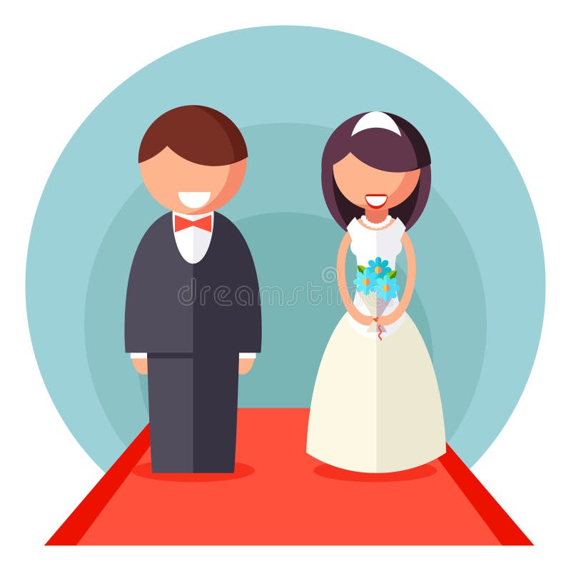 La plantilla plana del diseño del símbolo de Marriage Icon Wedding de novia y del novio aislada en el fondo blanco Vector el ejem stock de ilustración La plantilla plana del diseño del símbolo de Marriage Icon Wedding de novia y del novio aislada en el fondo blanco Vector el ejem stock de ilustración