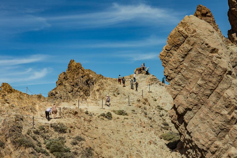 La plupart de vue reconnaissable de bâti Teide sur Ténérife Beau paysage en parc national sur Ténérife avec la roche célèbre, photographie stock La plupart de vue reconnaissable de bâti Teide sur Ténérife Beau paysage en parc national sur Ténérife avec la roche célèbre, photographie stock