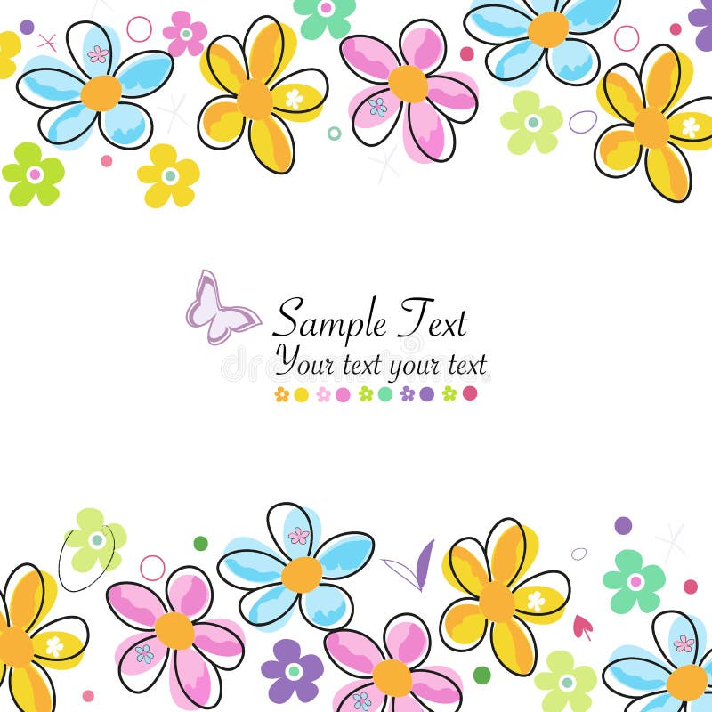Colorful doodle spring flowers frame greeting card vector. Colorful doodle spring flowers frame greeting card vector