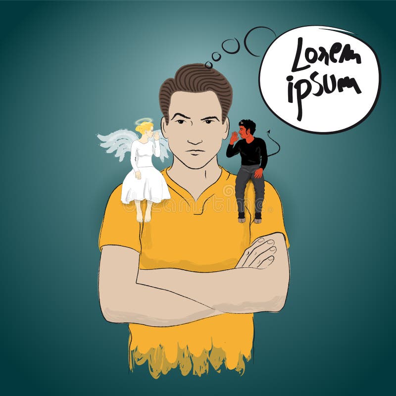 La Prise Conseillent De L'ange Et Du Diable Illustration de Vecteur
