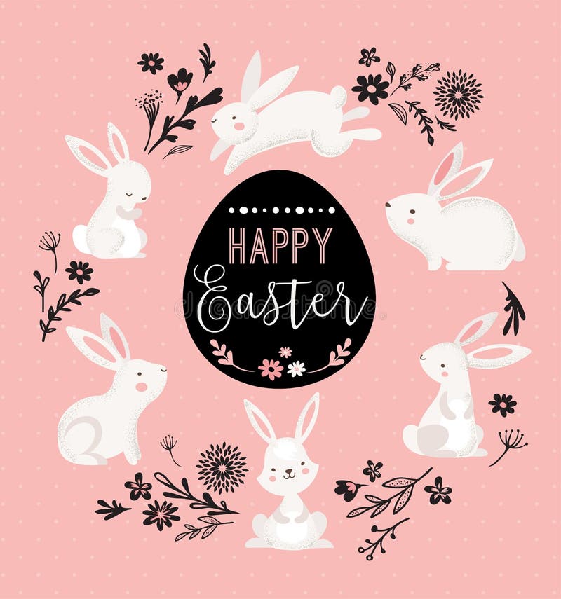 La progettazione di Pasqua con banny sveglio e manda un sms a, illustrazione disegnata a mano illustrazione di stock La progettazione di Pasqua con banny sveglio e manda un sms a, illustrazione disegnata a mano illustrazione di stock