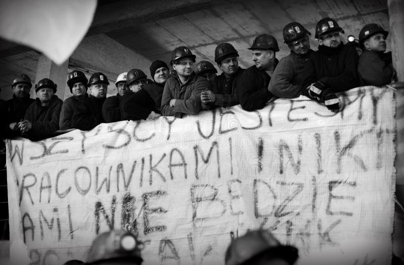 La protesta Acción-de la huelga de mineros silesios imágenes de archivo libres de regalías La protesta Acción-de la huelga de mineros silesios imágenes de archivo libres de regalías