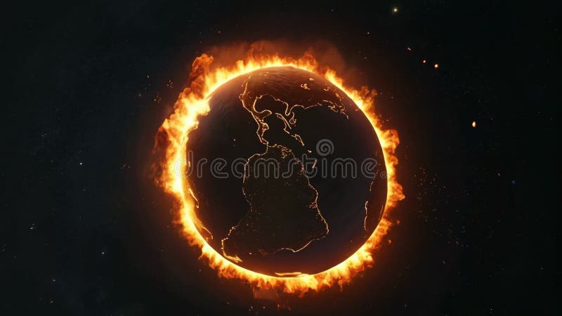 La quema de planetas en el espacio mostrando el concepto de calentamiento global y cambio climático en estados unidos ilustración del vector