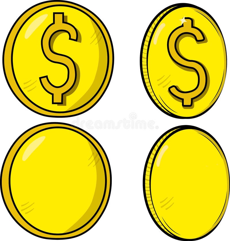 La raccolta/ha messo delle monete/soldi con un tono giallastro, due con il simbolo del dollaro e due in bianco Vettore di valuta illustrazione vettoriale La raccolta/ha messo delle monete/soldi con un tono giallastro, due con il simbolo del dollaro e due in bianco Vettore di valuta illustrazione vettoriale