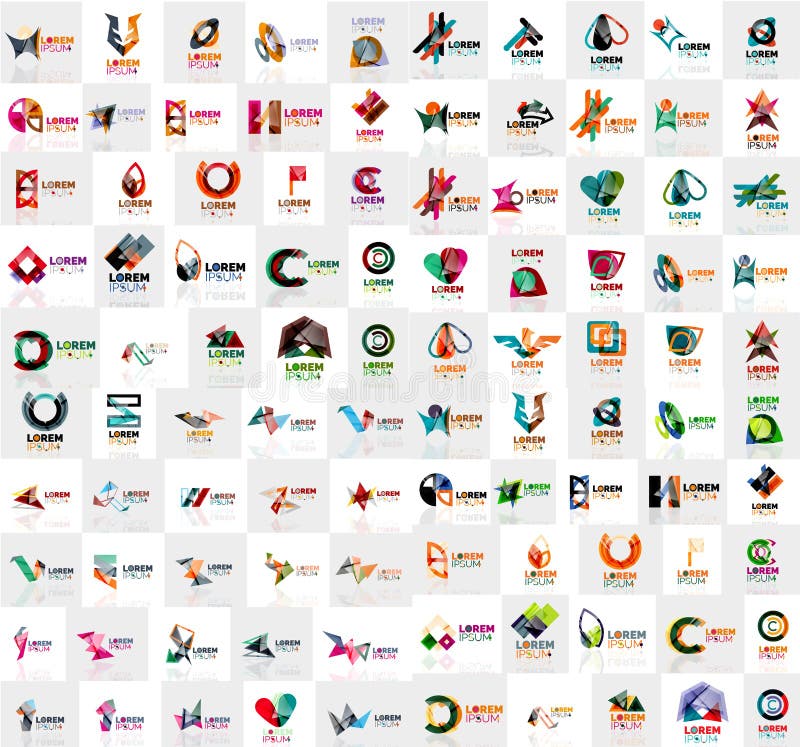 La raccolta mega dei modelli astratti geometrici di logo, origami incarta le icone di affari di stile con il testo del campione illustrazione di stock La raccolta mega dei modelli astratti geometrici di logo, origami incarta le icone di affari di stile con il testo del campione illustrazione di stock