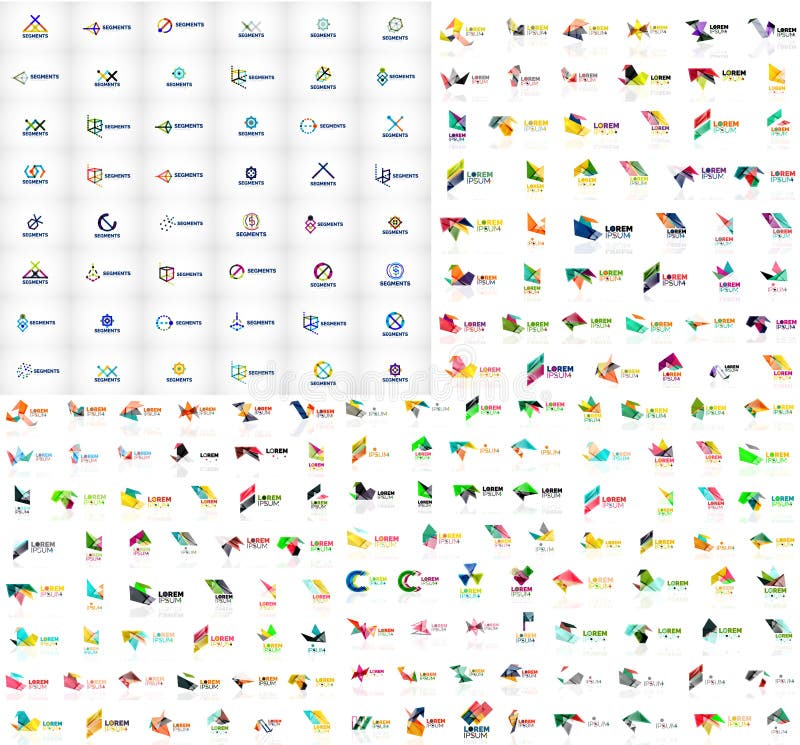 La raccolta mega dei modelli astratti geometrici di logo, origami incarta le icone di affari di stile con il testo del campione V illustrazione di stock La raccolta mega dei modelli astratti geometrici di logo, origami incarta le icone di affari di stile con il testo del campione V illustrazione di stock